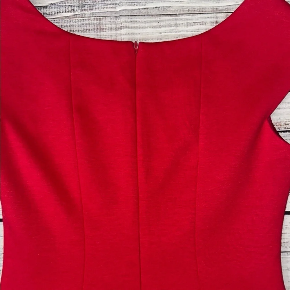 T Tahari‎ Red Cap Sleeve Sheath Midi Dress Cocktail Sz. 4